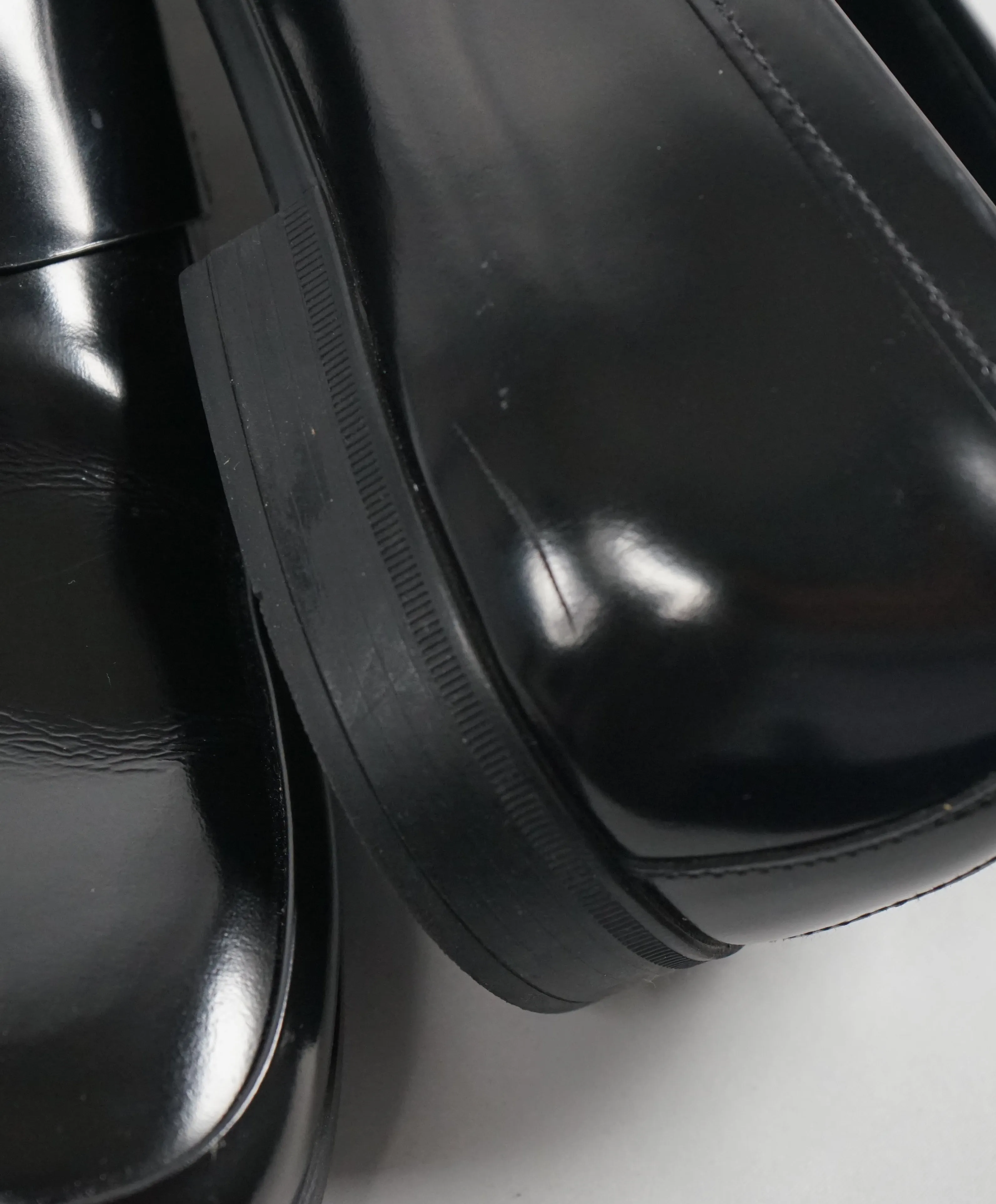 PRADA - Patent Leather Spazzolato Loafer With Logo Bit Front - 10