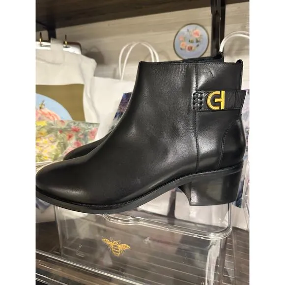 Pre-loved Cole Haan HOLIS BOOTIES Black Leather Boots 8 B