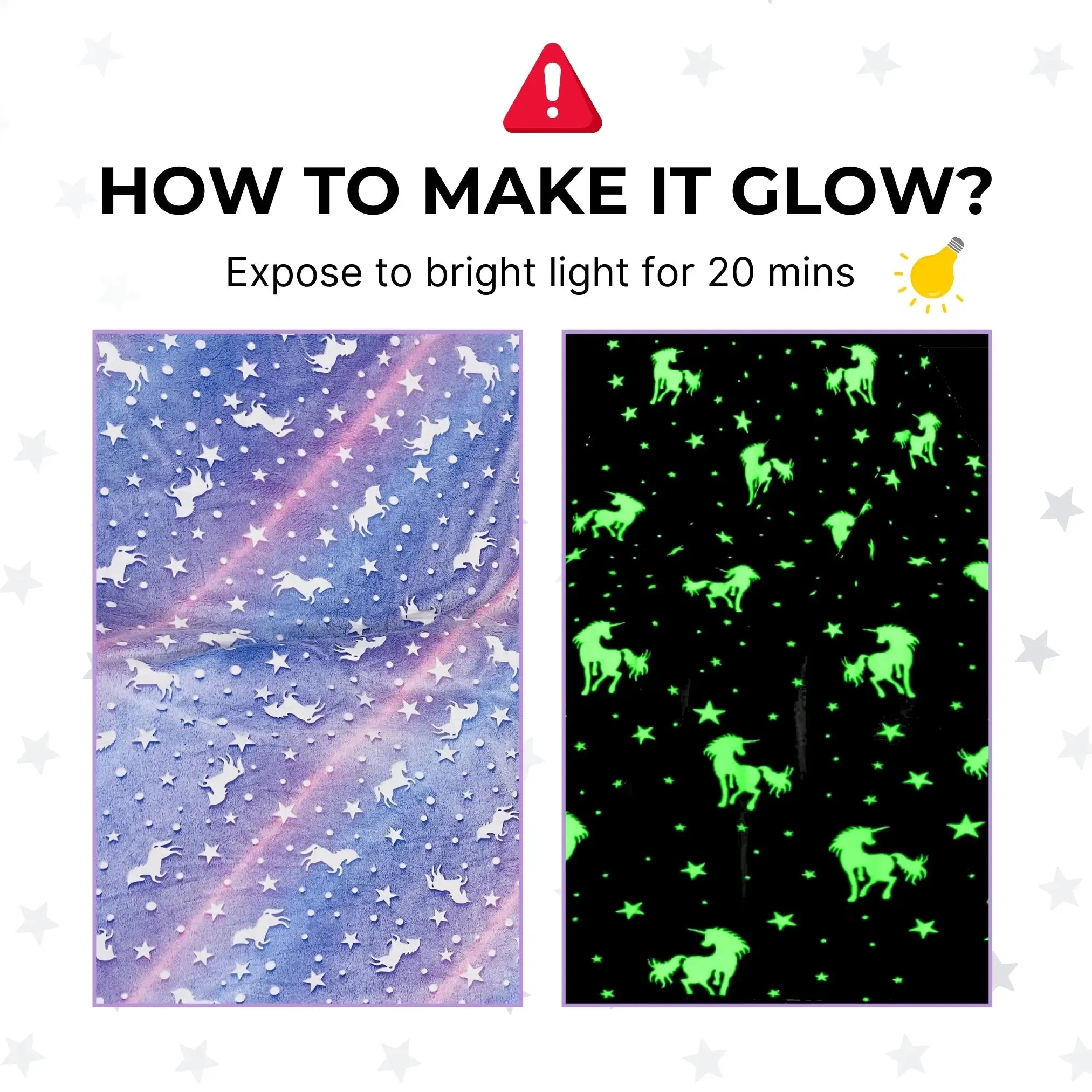 Purple Unicorn Blanket | Glow In The Dark Blanket For Kids | Queen-Size