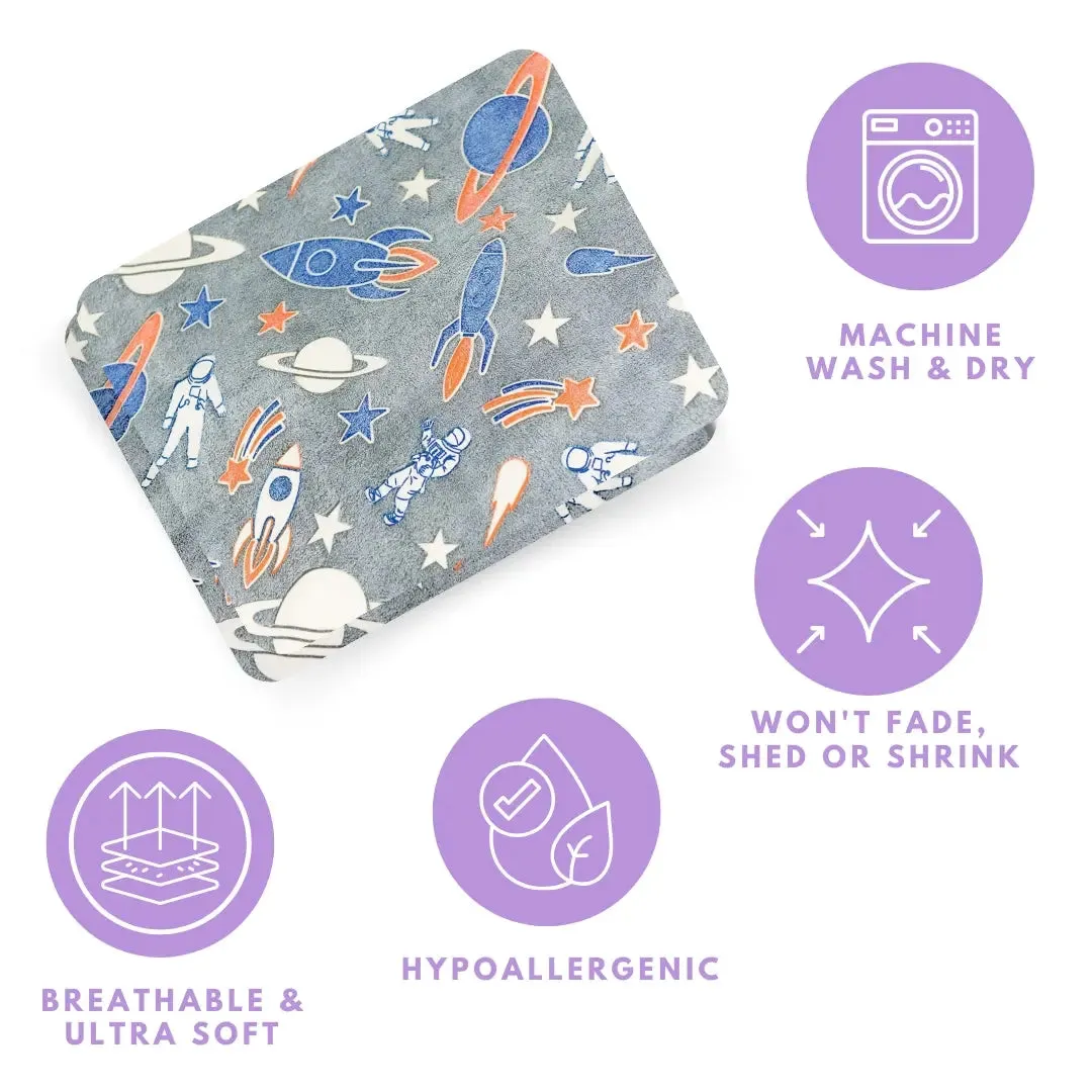 Rocket/Spaceship Glow in The Dark Blanket | Queen-Size, 80in x 60in