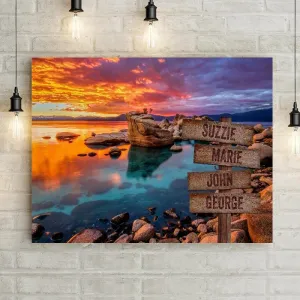 Rocky Sunset Shore Personalized Premium Canvas