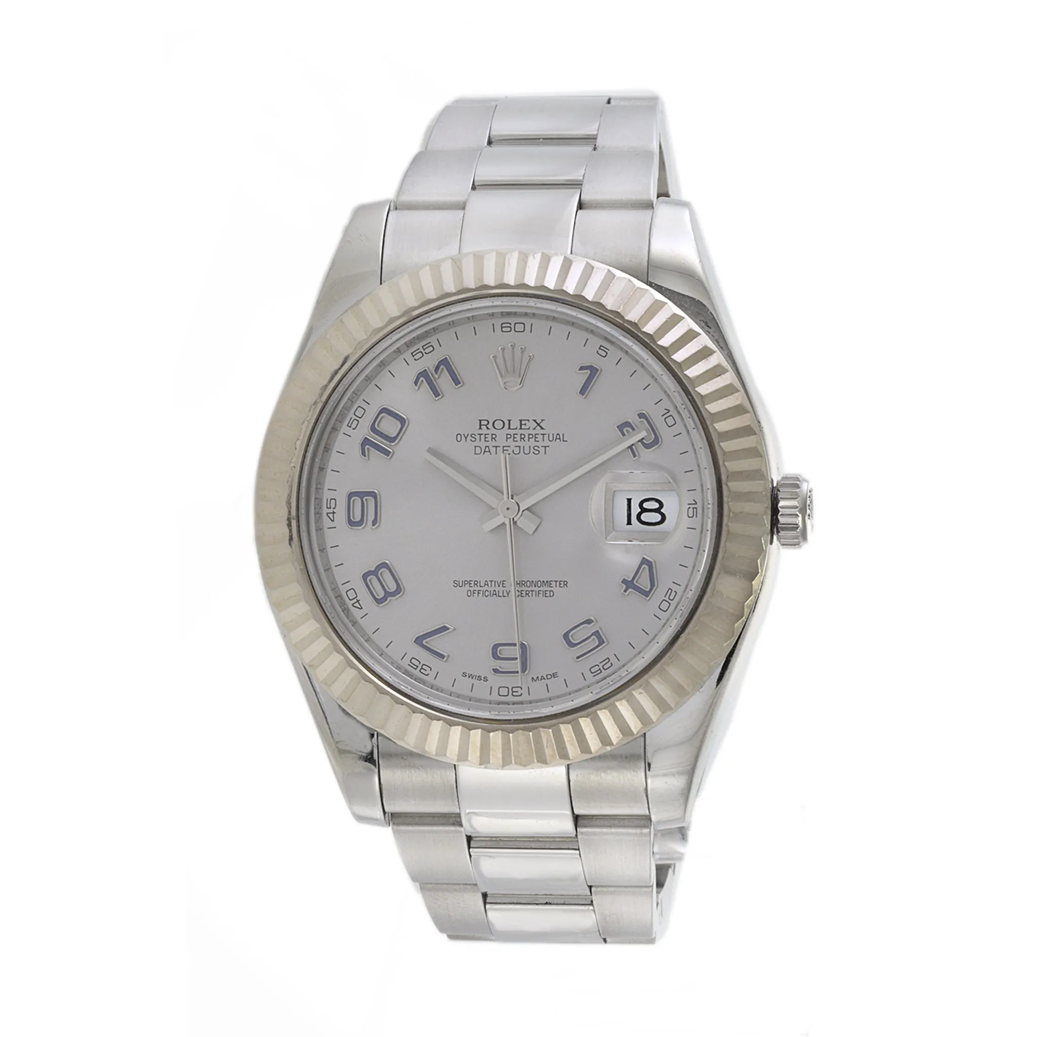 Rolex 41mm Datejust Reference 116334 Stainless Steel and White Gold