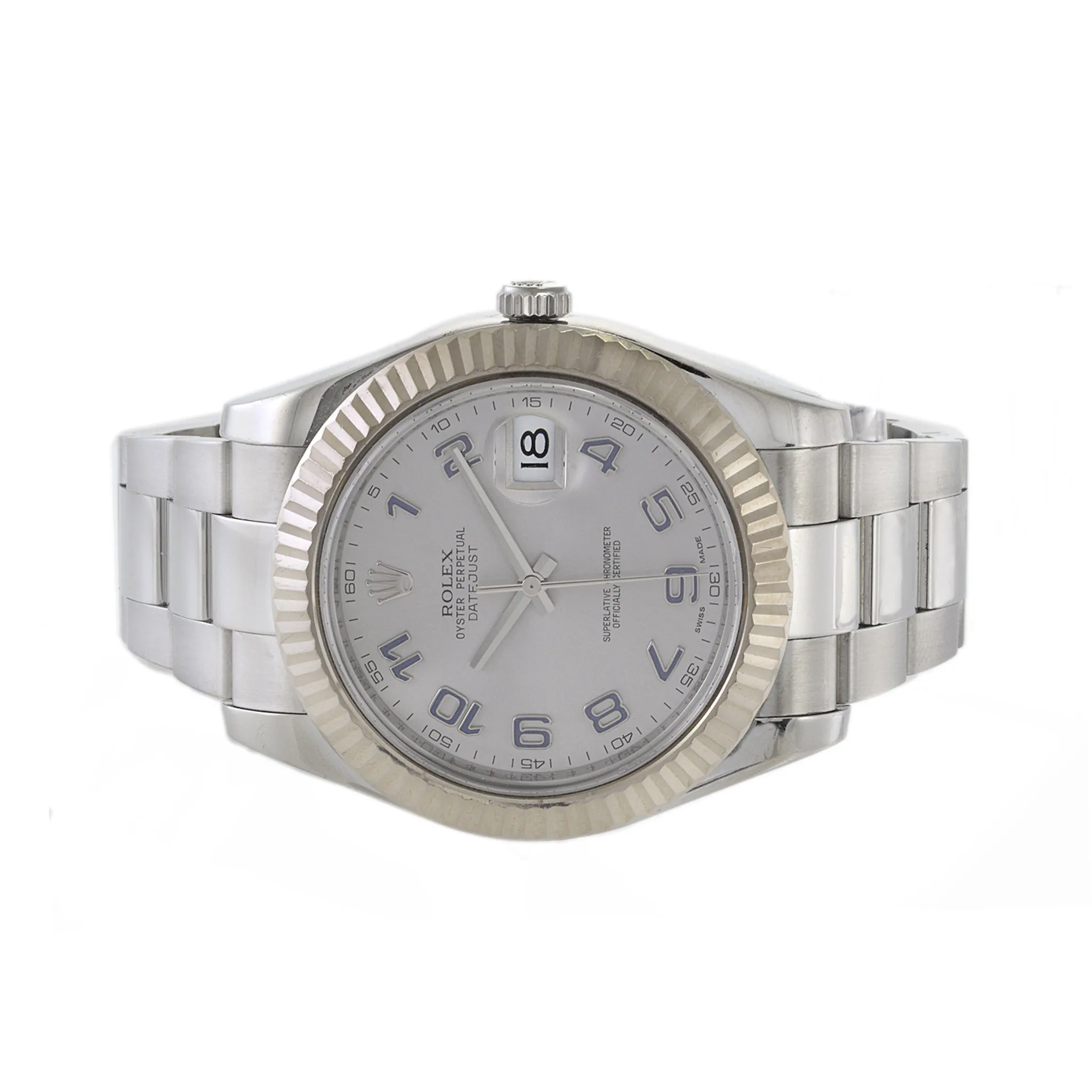 Rolex 41mm Datejust Reference 116334 Stainless Steel and White Gold