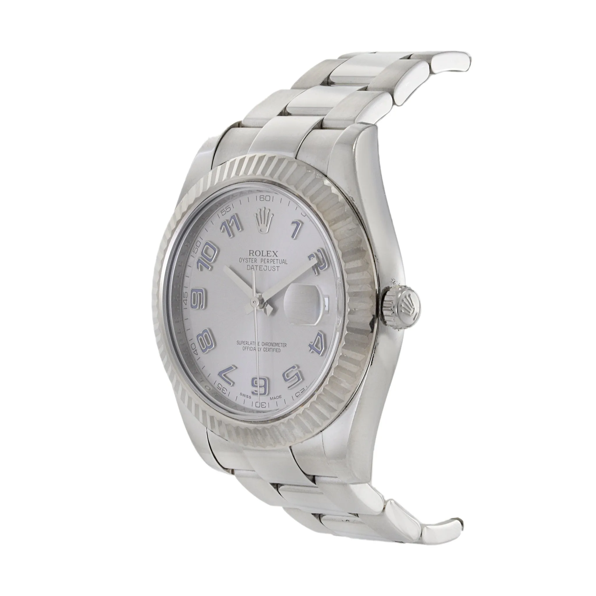 Rolex 41mm Datejust Reference 116334 Stainless Steel and White Gold