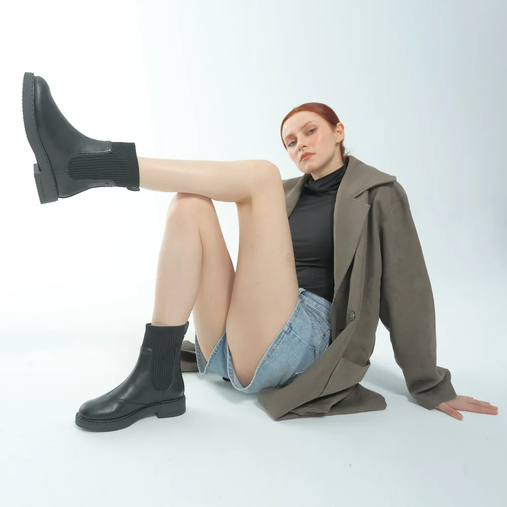 Roma Knitted-Sock Ice-Grip Boots (Nero)