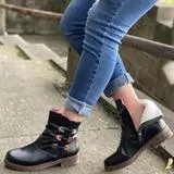 Round toe solid color short boots women's shoes