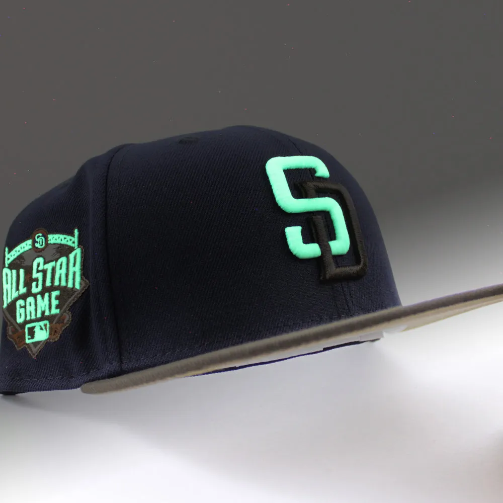 San Diego Padres 2016 All-Star Game New Era Fitted 59Fifty Hat (GITD Navy Brown Khaki Under Brim)