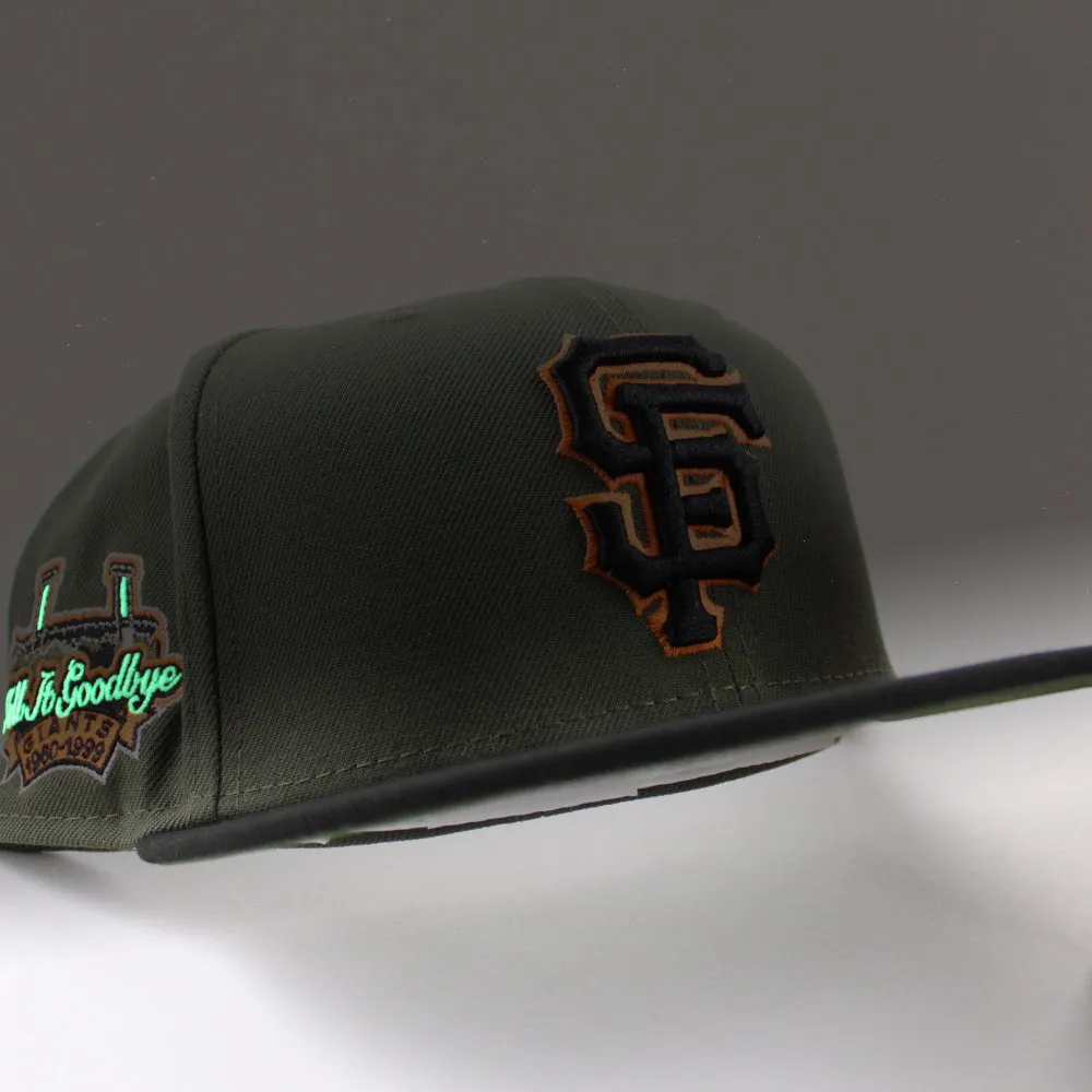 San Francisco Giants 1960-1999 TELL IT GOODBYE New Era 59Fifty Fitted Hat (Olive Black Rifle Green Under Brim)