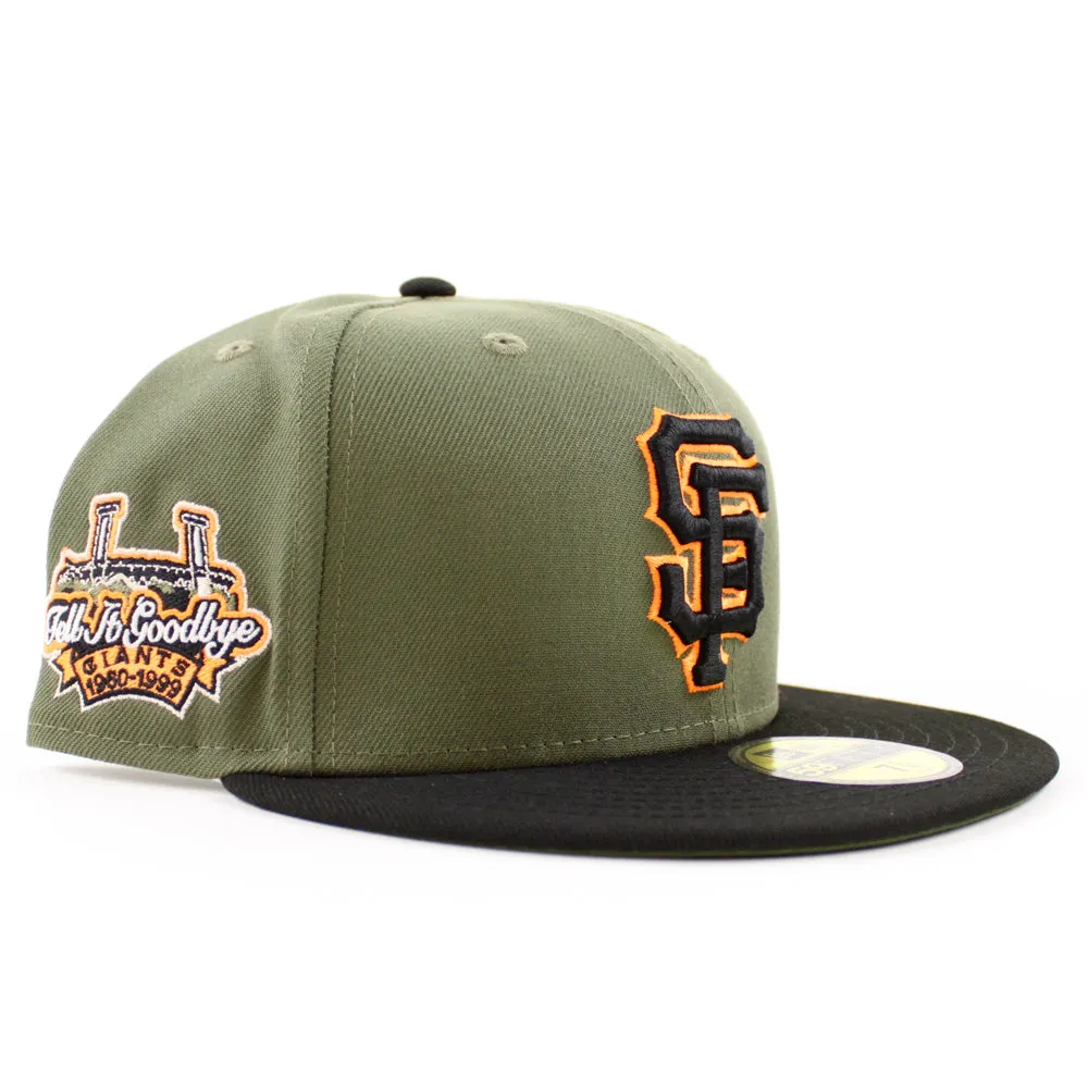San Francisco Giants 1960-1999 TELL IT GOODBYE New Era 59Fifty Fitted Hat (Olive Black Rifle Green Under Brim)