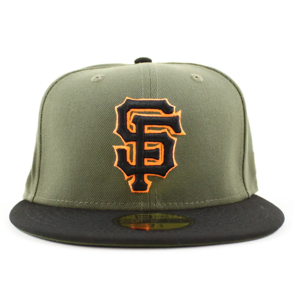 San Francisco Giants 1960-1999 TELL IT GOODBYE New Era 59Fifty Fitted Hat (Olive Black Rifle Green Under Brim)