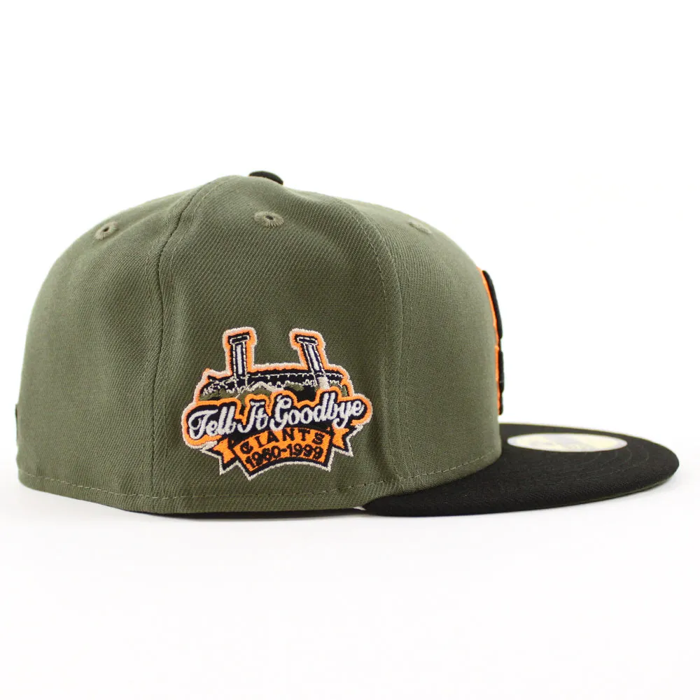 San Francisco Giants 1960-1999 TELL IT GOODBYE New Era 59Fifty Fitted Hat (Olive Black Rifle Green Under Brim)