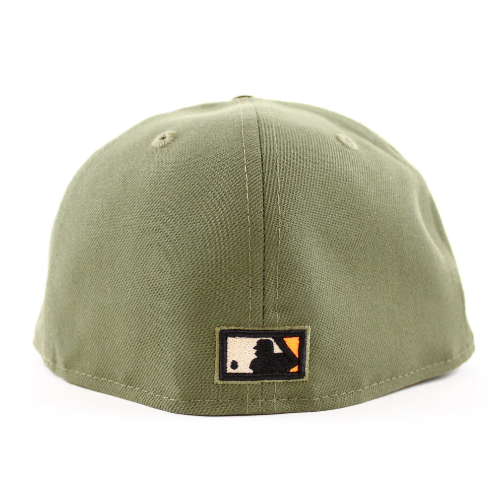 San Francisco Giants 1960-1999 TELL IT GOODBYE New Era 59Fifty Fitted Hat (Olive Black Rifle Green Under Brim)