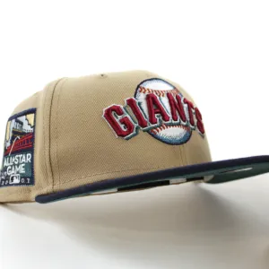 San Francisco Giants 2007 ALL STAR GAME New Era 59Fifty Fitted Hat (Glow in the Dark CAMEL NIGHT SHIFT NAVY PINE NEEDLE GREEN Under Brim)