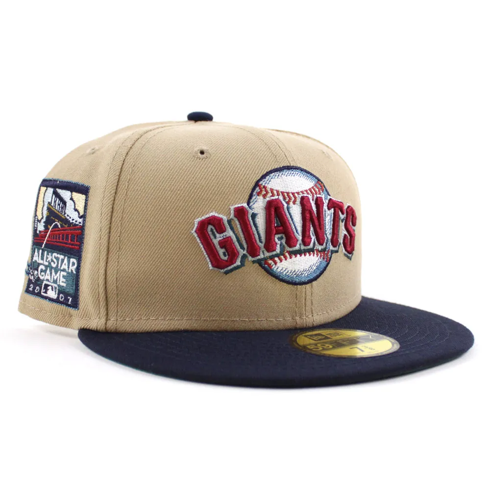 San Francisco Giants 2007 ALL STAR GAME New Era 59Fifty Fitted Hat (Glow in the Dark CAMEL NIGHT SHIFT NAVY PINE NEEDLE GREEN Under Brim)
