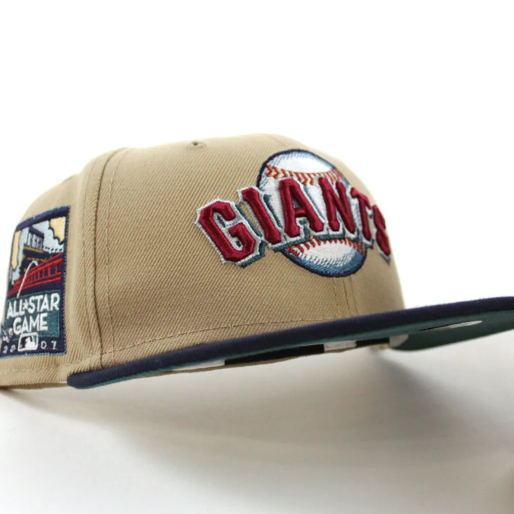 San Francisco Giants 2007 ALL STAR GAME New Era 59Fifty Fitted Hat (Glow in the Dark CAMEL NIGHT SHIFT NAVY PINE NEEDLE GREEN Under Brim)