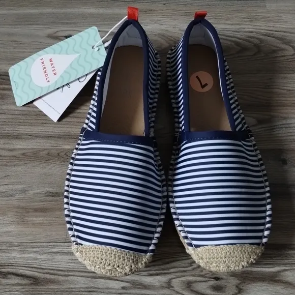Seastar Beachcomber Navy Microstripe Espadrille Women's Size 7