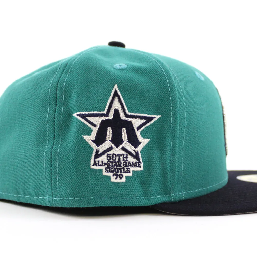 Seattle Mariners 1979 All Star Game New Era 59Fifty Fitted Hat (GITD Aqua Navy Gray Under Brim)