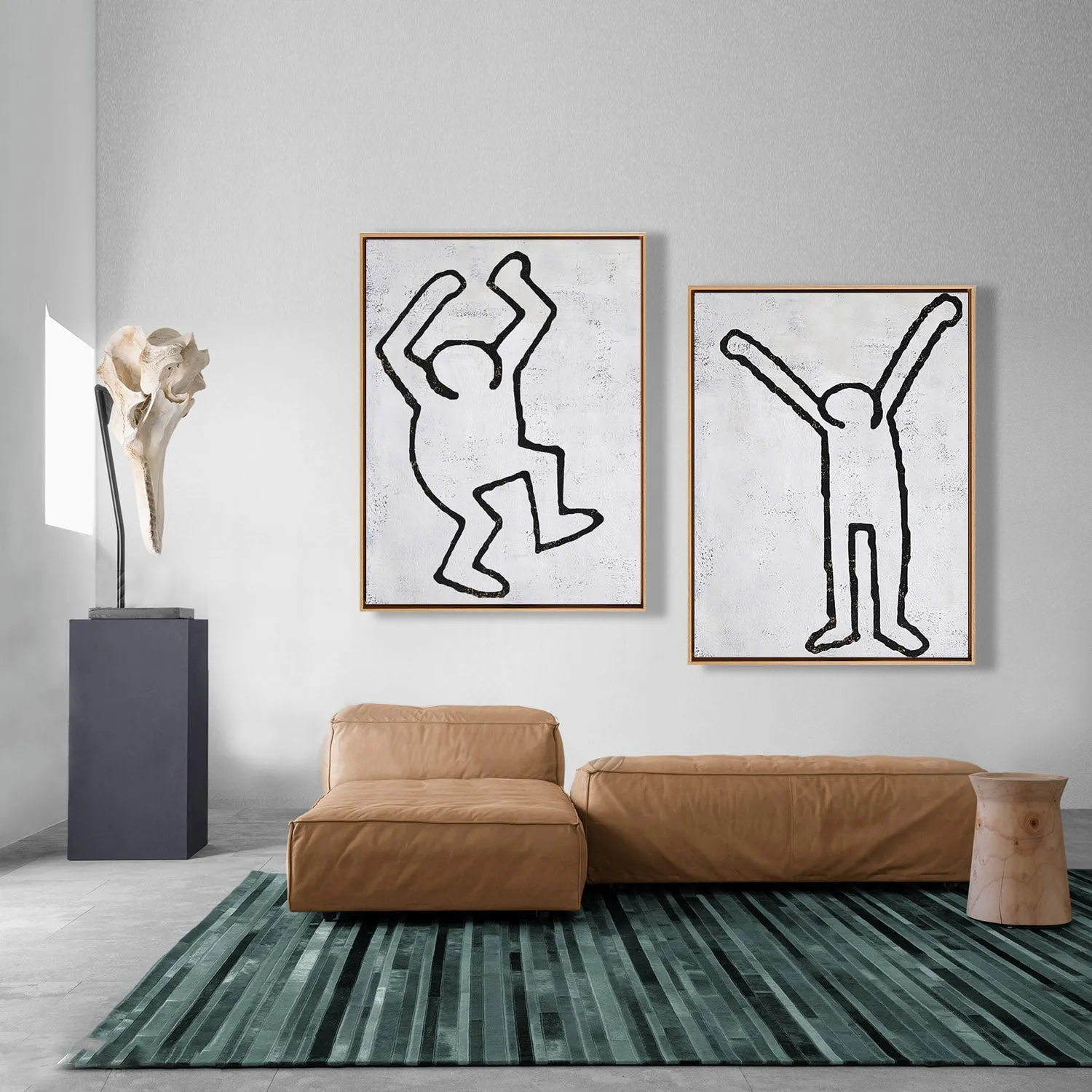 Set of 2 Minimal Painting Dancing Man P116