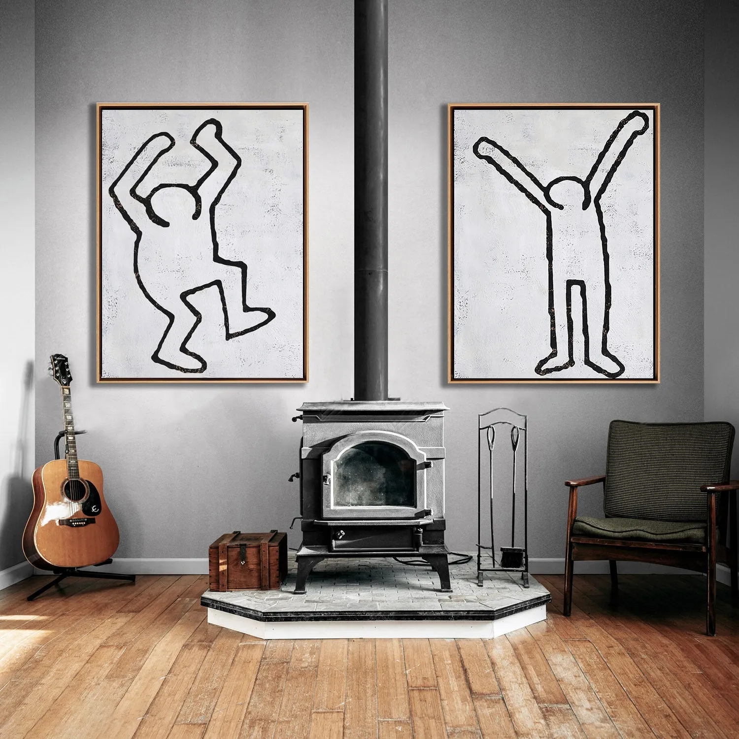 Set of 2 Minimal Painting Dancing Man P116