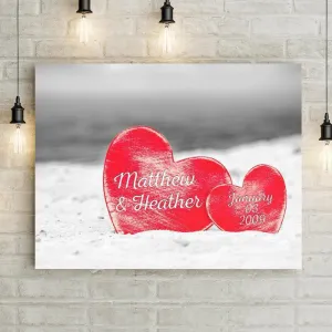 Silhouette Of Love White Background Personalized 24x16" Canvas
