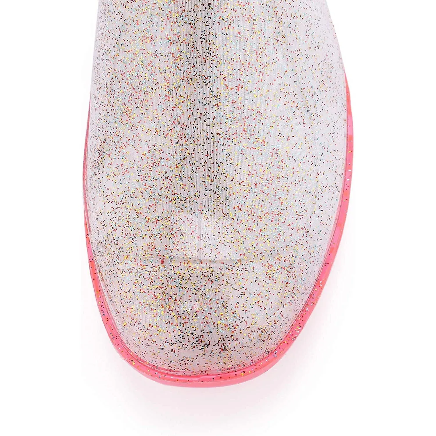 Silver Glitter Pink Sole Tall Waterproof Rain Boots
