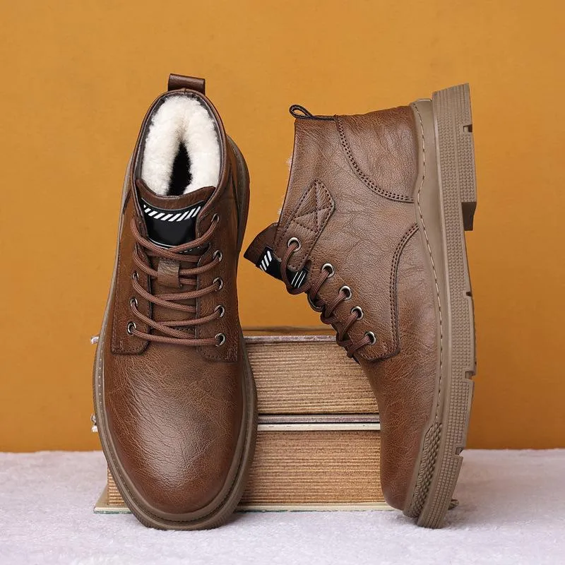 Spring Men's Genuine Leather Non-slip Waterproof Casual Martin Boots