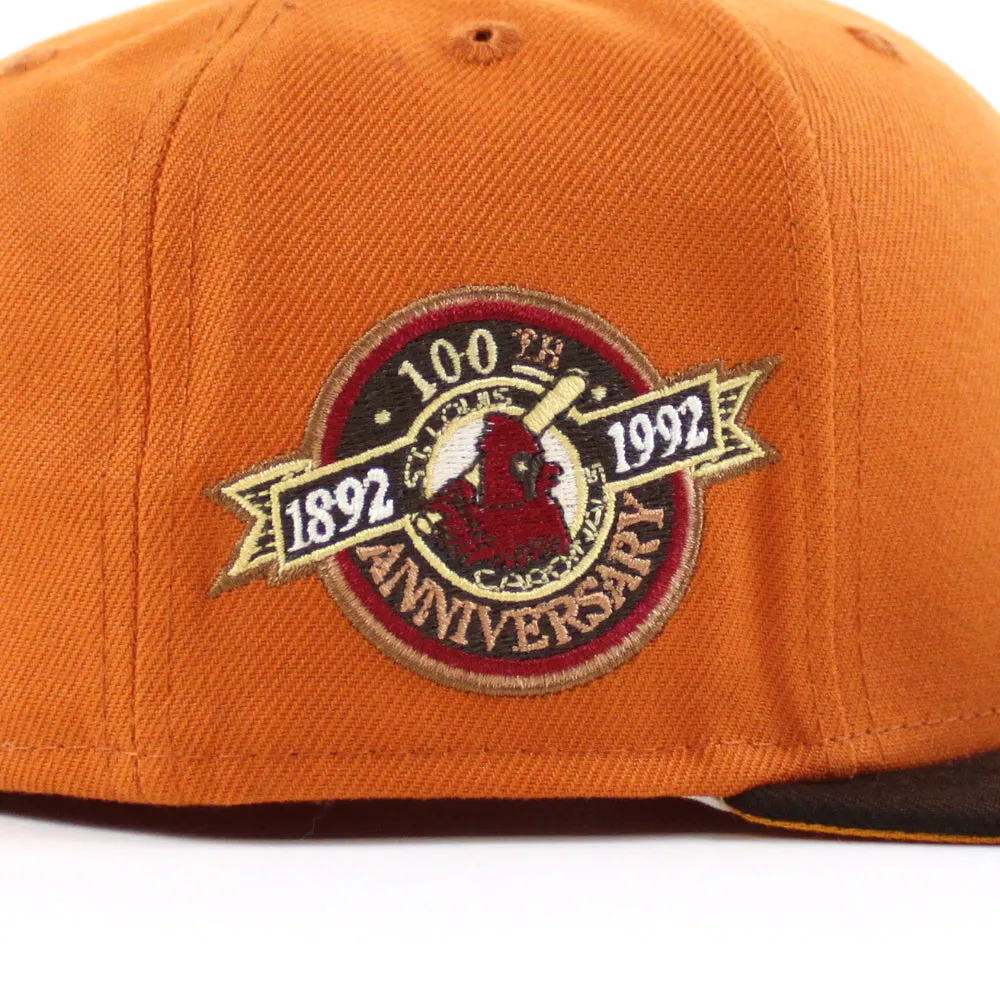 St. Louis Cardinals 100 ANN  New Era 59Fifty Fitted Hat (Glow in the Dark Orange Burnt Wood Gold Under Brim)