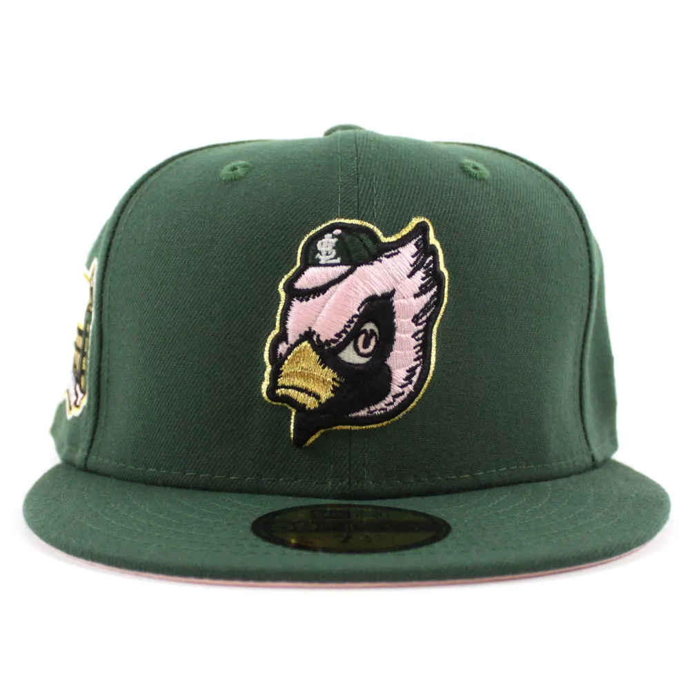 St. Louis Cardinals Busch Stadium Patch New Era 59Fifty Fitted Hat (GITD Mountain Green Pink Under Brim)