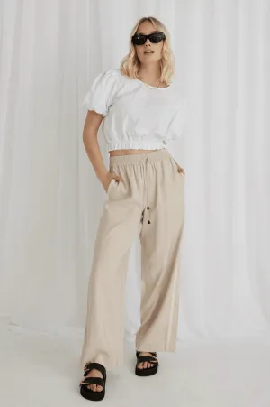 STORIES BE TOLD Townie Sand Stripe Side Tape Wide Leg Pants - Sand