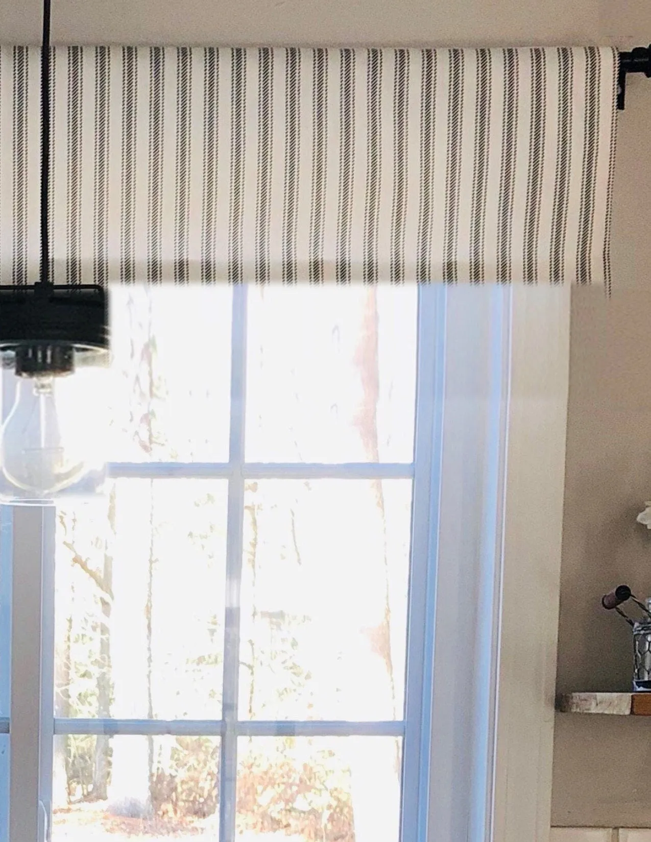 Straight Valance Custom Made in Black and White Ticking Stripe, Fully Lined Modern Farmhouse Kitchen Valance 100% Cotton