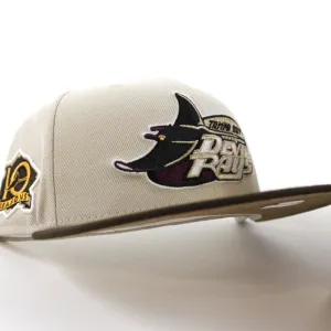 Tampa Bay Devil Rays 10th Season Anniversary New Era 59Fifty Fitted Hat (GITD Stone Brown Walnut Under Brim)