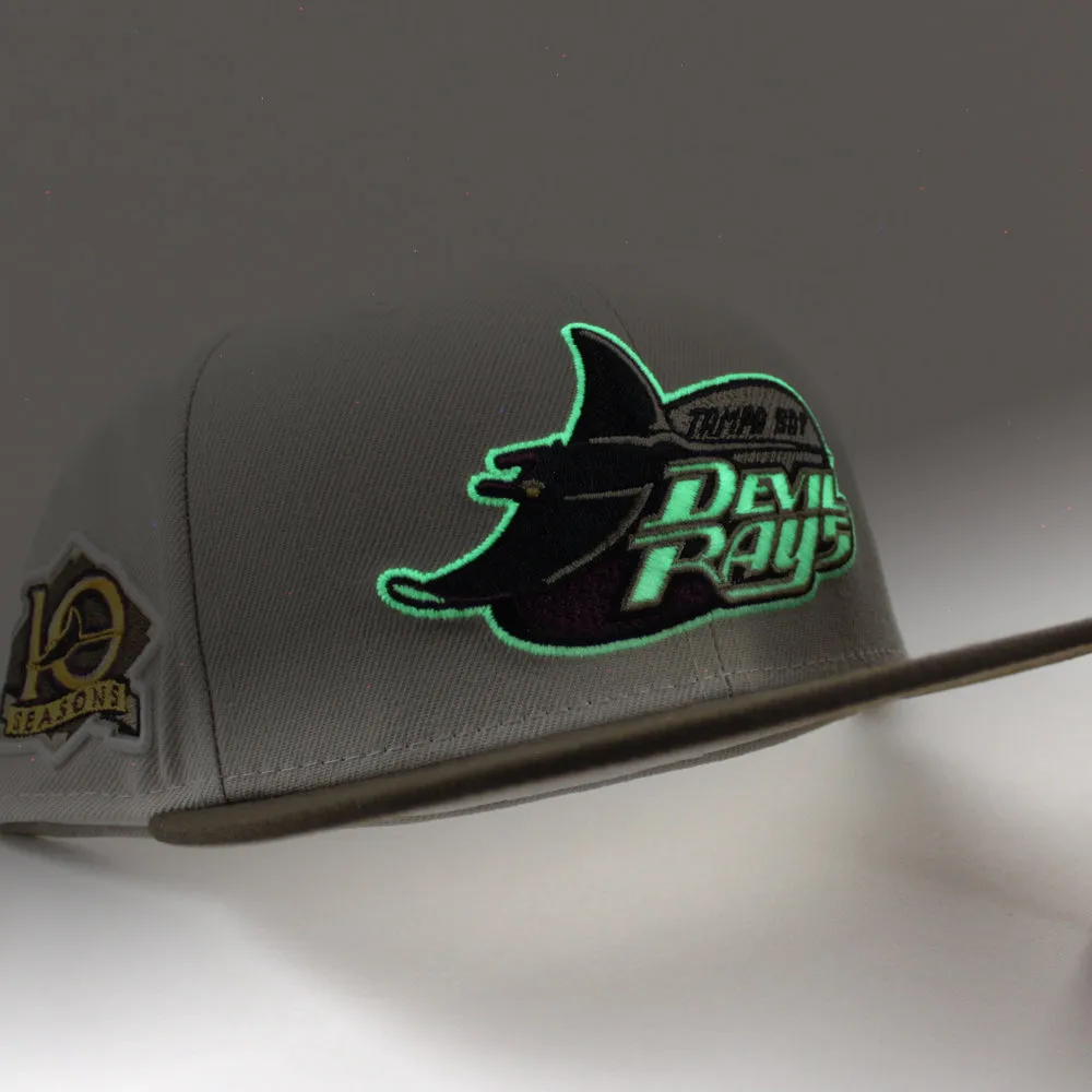 Tampa Bay Devil Rays 10th Season Anniversary New Era 59Fifty Fitted Hat (GITD Stone Brown Walnut Under Brim)