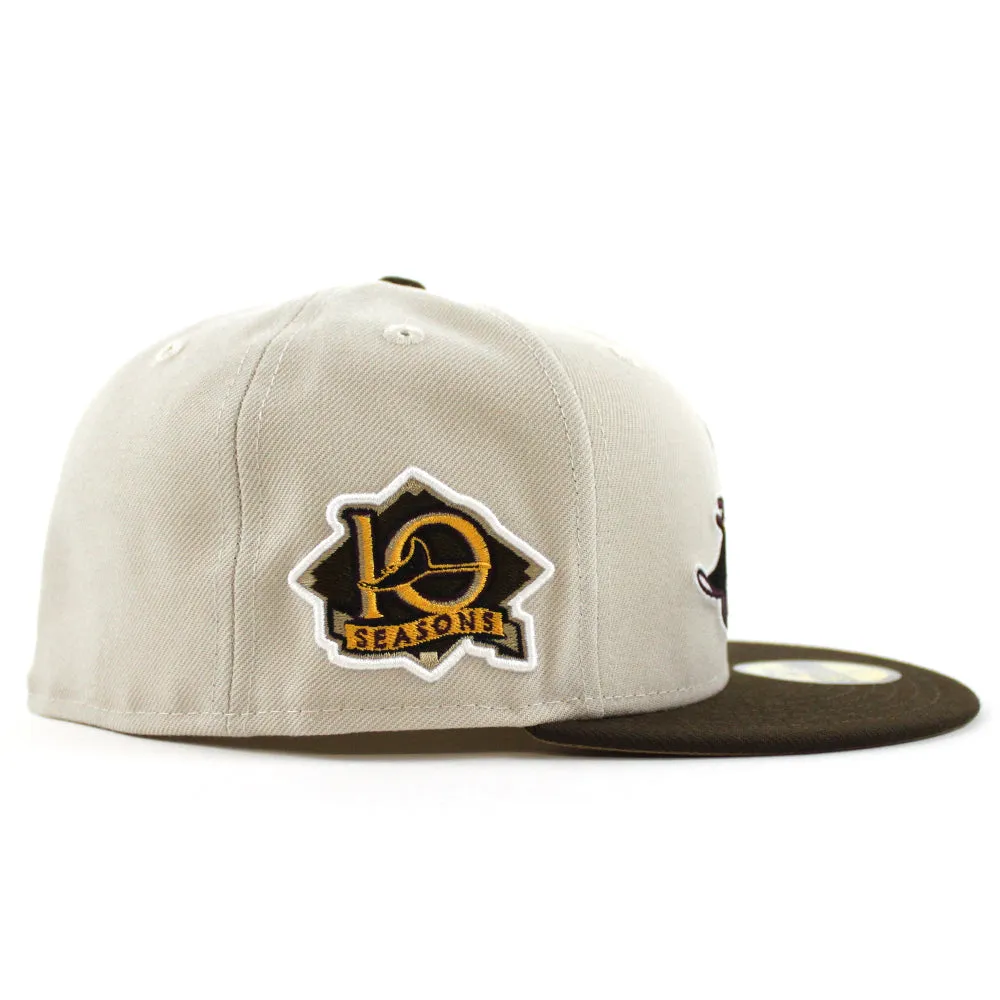Tampa Bay Devil Rays 10th Season Anniversary New Era 59Fifty Fitted Hat (GITD Stone Brown Walnut Under Brim)