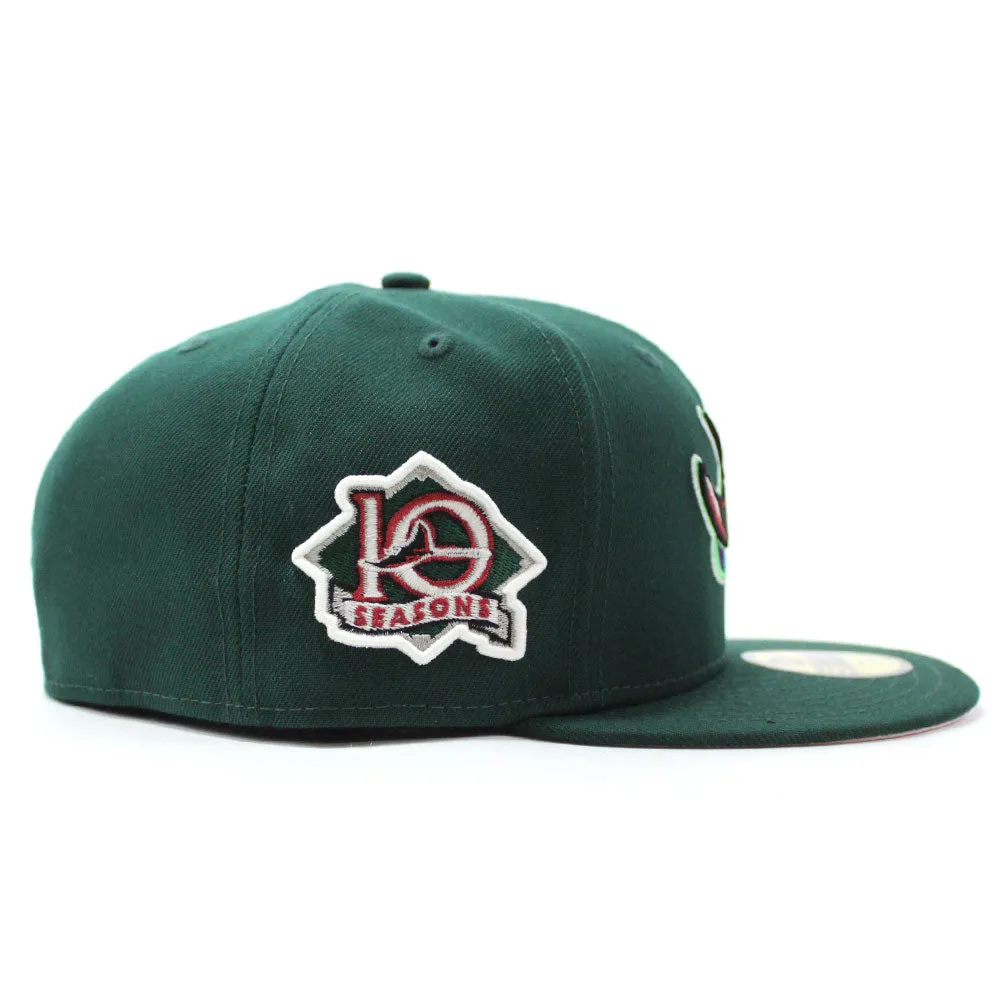 Tampa Bay Devil Rays 10th Season Anniversary New Era 59Fifty Fitted Hat (Glow in the Dark Green Pink Under Brim)