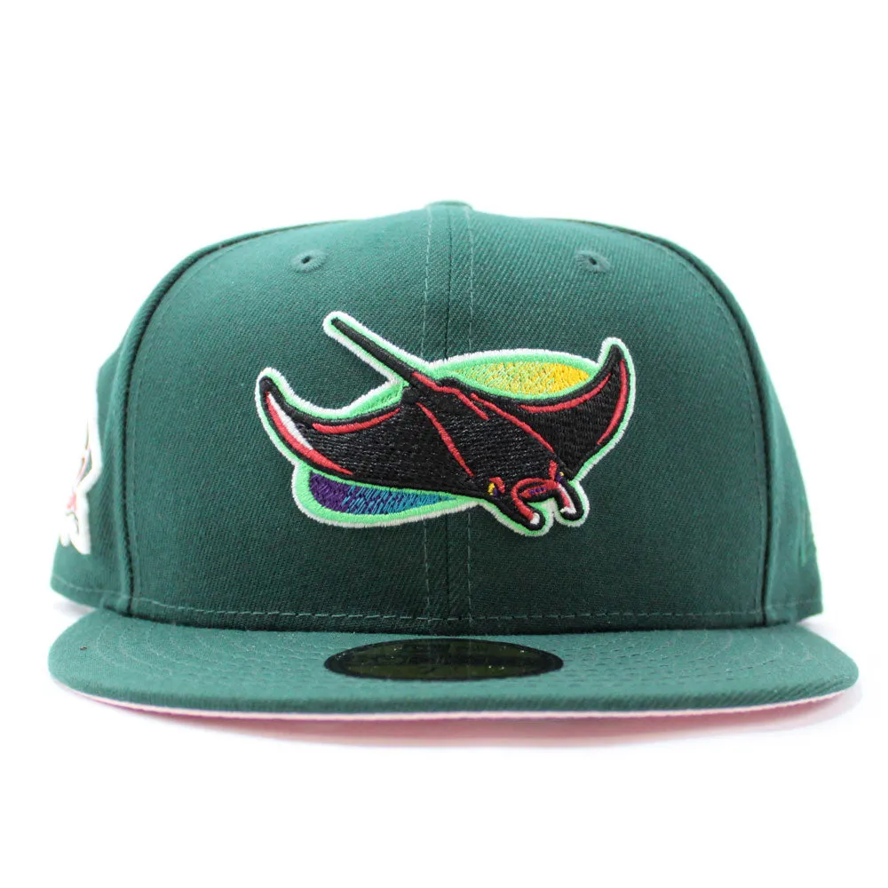 Tampa Bay Devil Rays 10th Season Anniversary New Era 59Fifty Fitted Hat (Glow in the Dark Green Pink Under Brim)