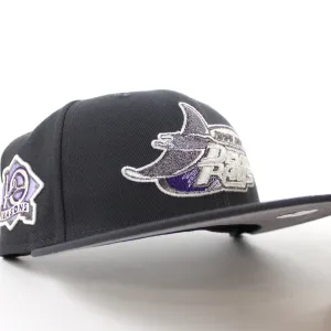 Tampa Bay Devil Rays 10th Season New Era 59Fifty Fitted Hat (GITD Dark Graphite Gray Under Brim)