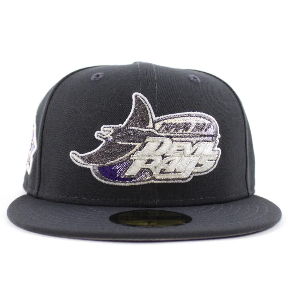 Tampa Bay Devil Rays 10th Season New Era 59Fifty Fitted Hat (GITD Dark Graphite Gray Under Brim)