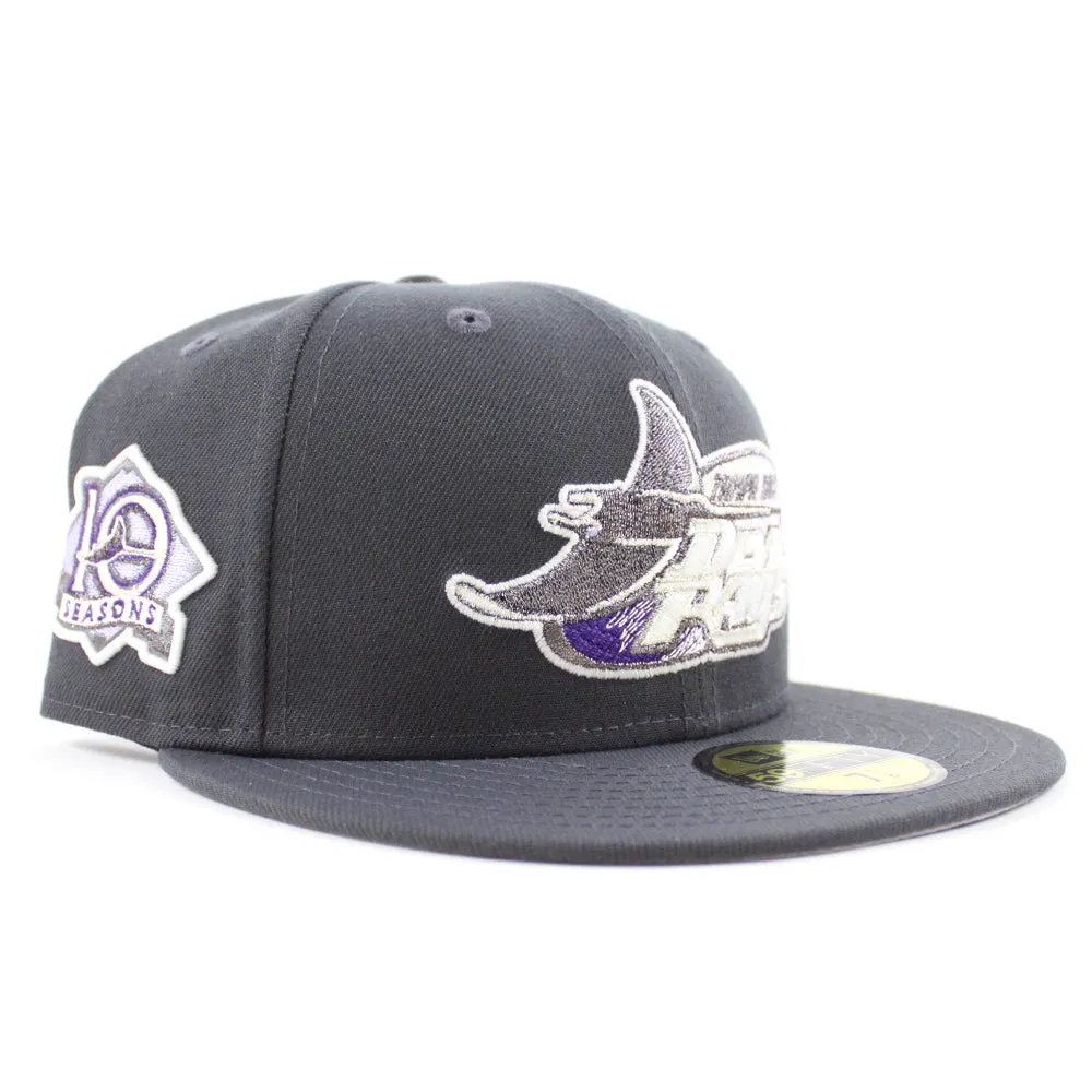 Tampa Bay Devil Rays 10th Season New Era 59Fifty Fitted Hat (GITD Dark Graphite Gray Under Brim)