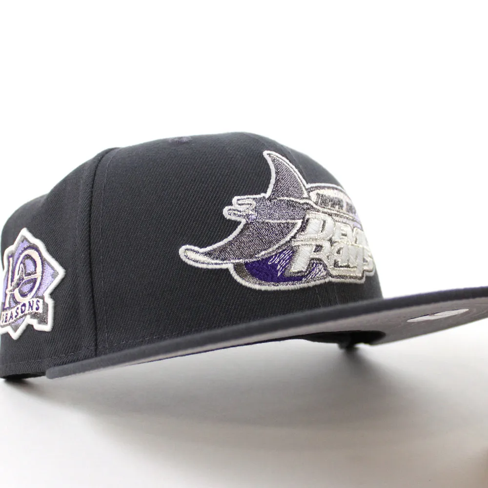Tampa Bay Devil Rays 10th Season New Era 59Fifty Fitted Hat (GITD Dark Graphite Gray Under Brim)