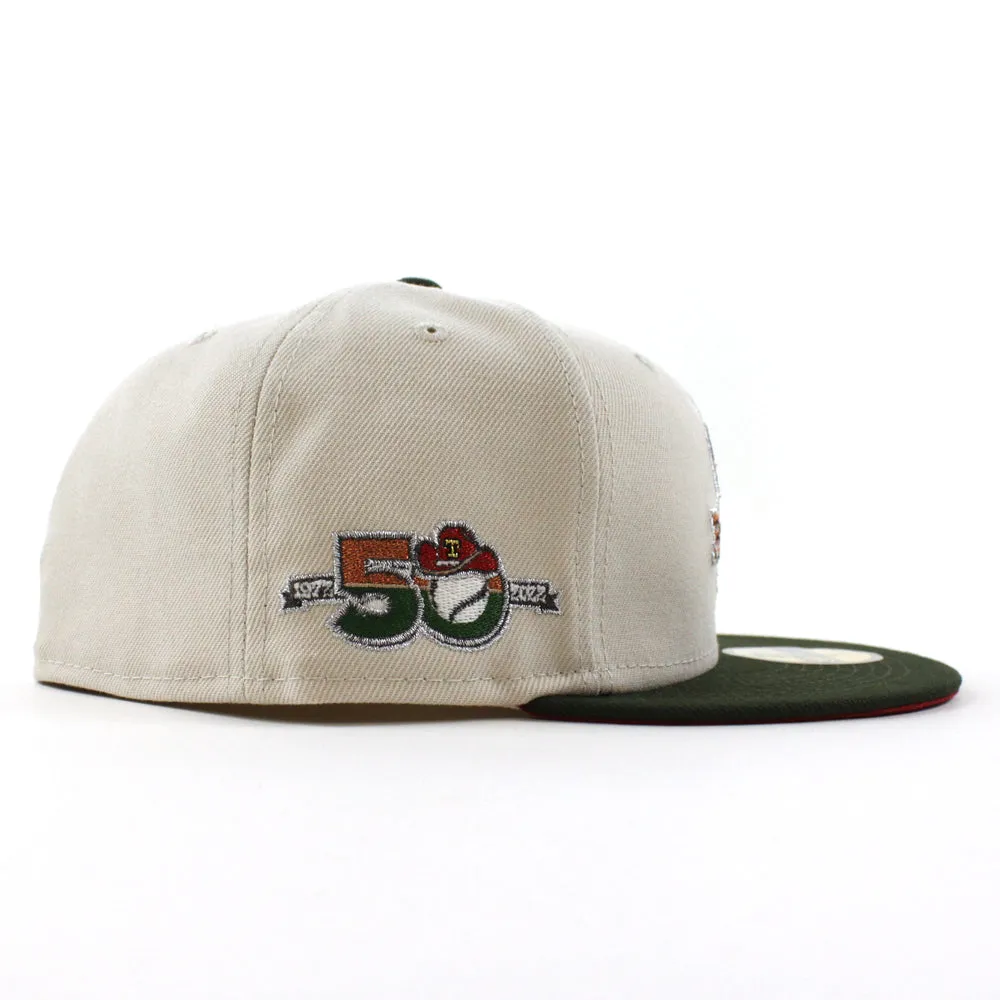Texas Rangers 50th Anniversary New Era 59Fifty Fitted Hat (GITD Stone SeaWeed Pinot Under Brim)
