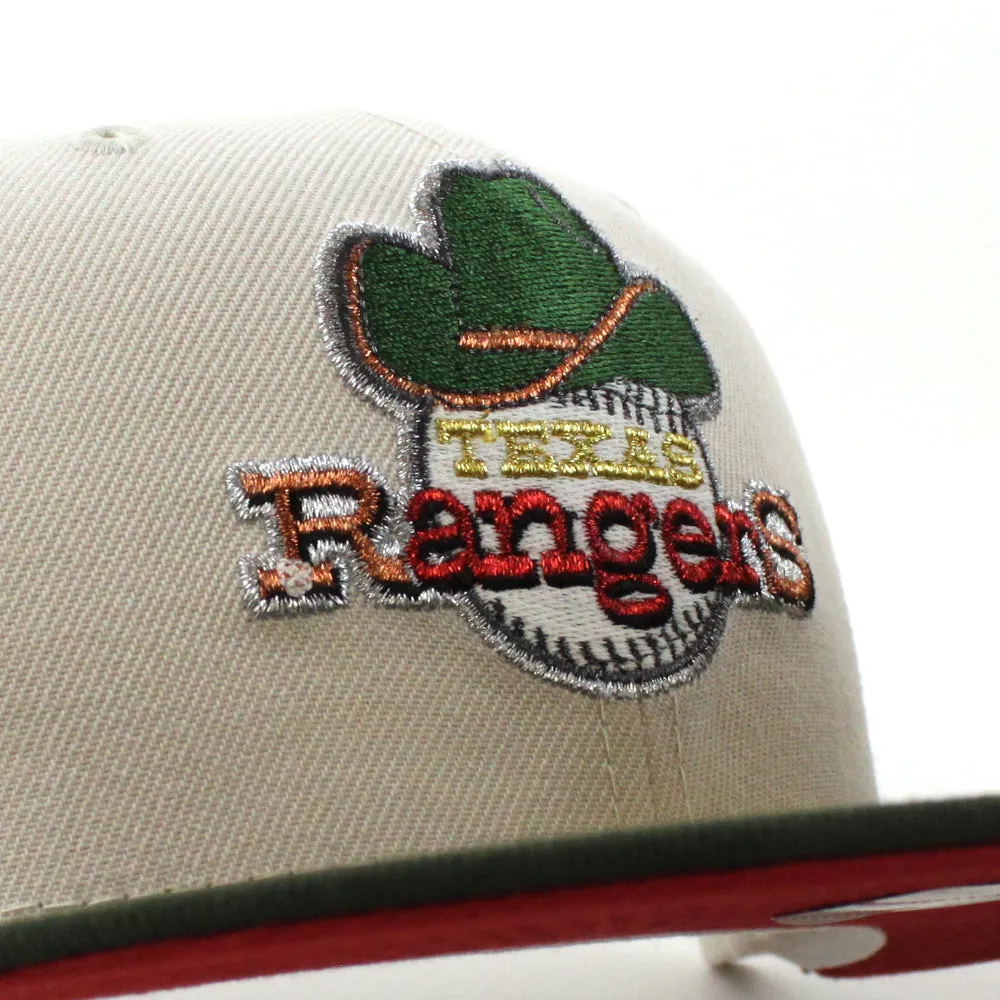 Texas Rangers 50th Anniversary New Era 59Fifty Fitted Hat (GITD Stone SeaWeed Pinot Under Brim)