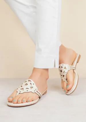 The Sadie Laser Cut Sandal in Nude