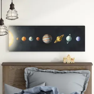 The Solar System' by Terry Fan - Wrapped Canvas Panoramic Print Harriet Bee Size: 12" H x 36" W x 1.5" D Format: Wrapped Canvas