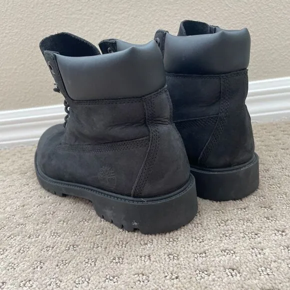 Timberland 12907 6-Inch Classic Boots Kids 7 Black‎ Leather WATERPROOF Primaloft