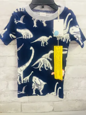 Toddler Boy's Mini Boden Glow In The Dark Fitted Tee, 3Y Beacon blue dino bones!