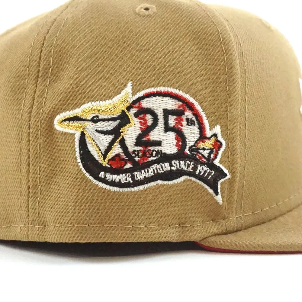 Toronto Blue Jays 25th Anniversary New Era 59Fifty Fitted Hat (GITD Khaki Red Under Brim)