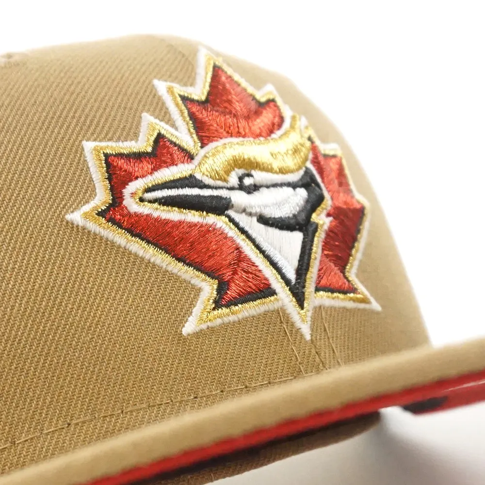 Toronto Blue Jays 25th Anniversary New Era 59Fifty Fitted Hat (GITD Khaki Red Under Brim)