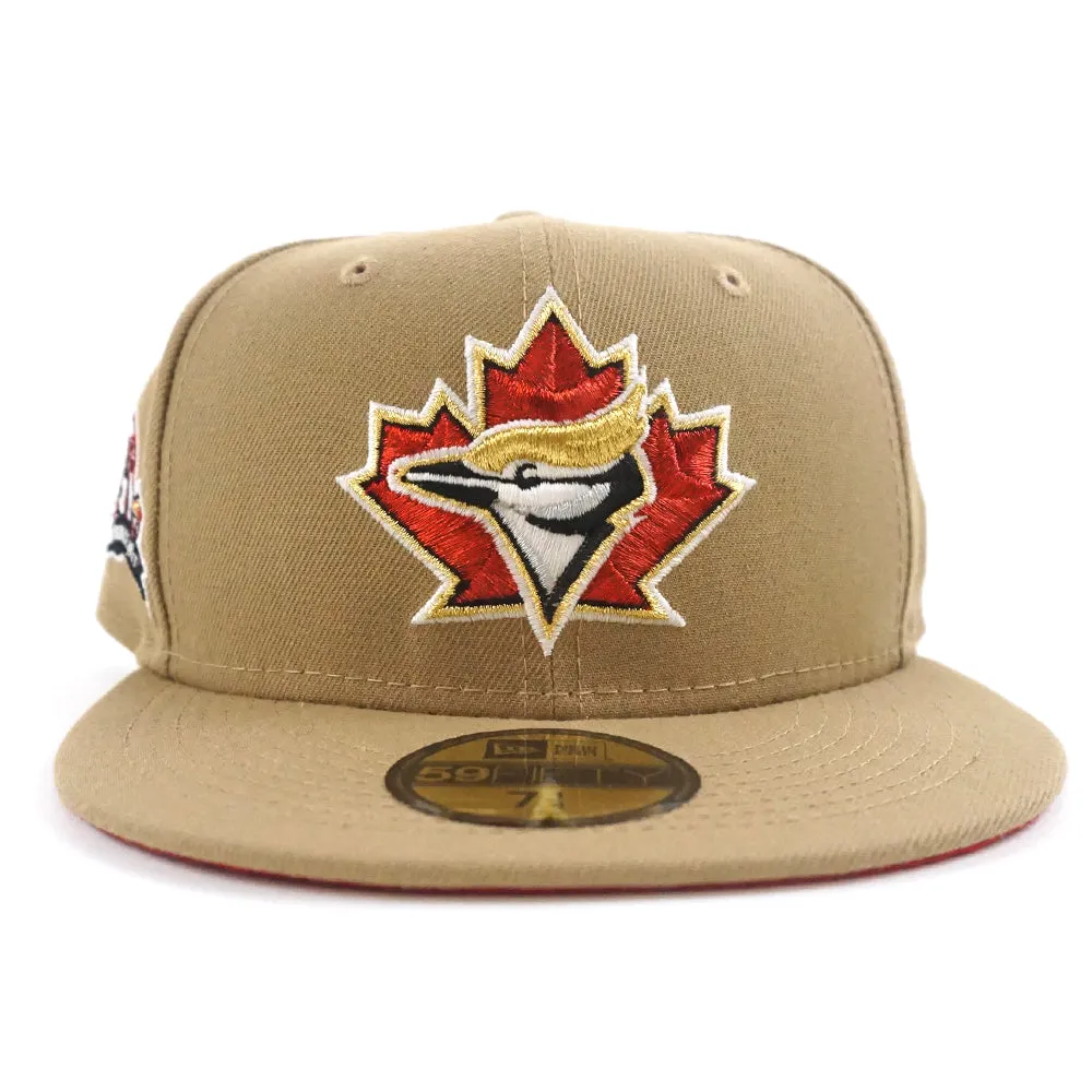 Toronto Blue Jays 25th Anniversary New Era 59Fifty Fitted Hat (GITD Khaki Red Under Brim)