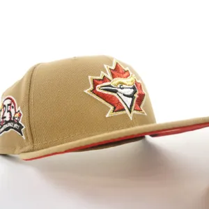 Toronto Blue Jays 25th Anniversary New Era 59Fifty Fitted Hat (GITD Khaki Red Under Brim)
