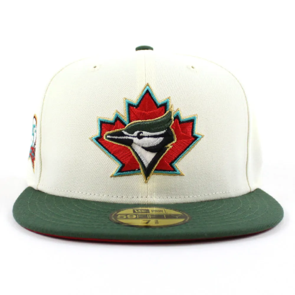 Toronto Blue Jays 25th  New Era 59Fifty Fitted Hat (Glow in the Dark Chrome Cilantro Green Red Under Brim)